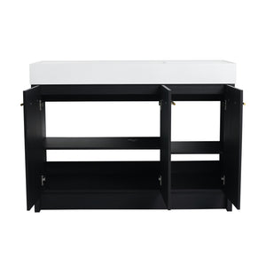 English Elm 48 Inch Freestanding Bathroom Vanity With Integrated Resin Sink & Soft-Close Doors For Storage Solutions W999S00264