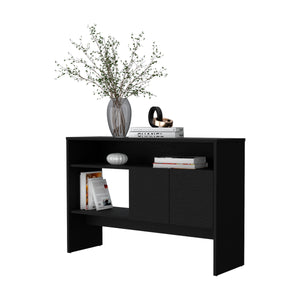 English Elm Bylas Melamine Console Table with Two Doors & Three Open Shelves, Black 31.8"H x 47.2"W x 14"D B128P237129