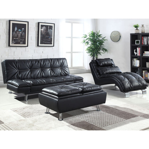 English Elm Larkin Black Leatherette Sofa Bed with Chrome Legs, Geometric Stitching, Modern Convertible Comfort B062P357807