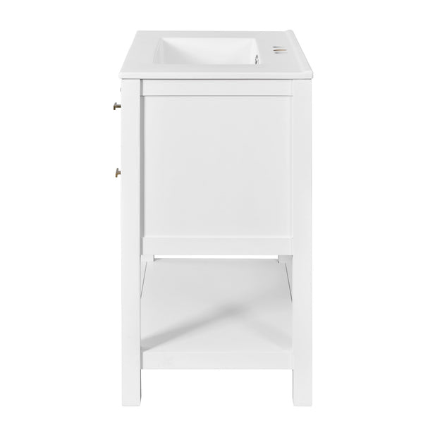 English Elm 60'' Elegant Bathroom Vanity Set With Ceramic Sink, Solid Wood Frame, Ample Storage & Modern Design N710SS00004K