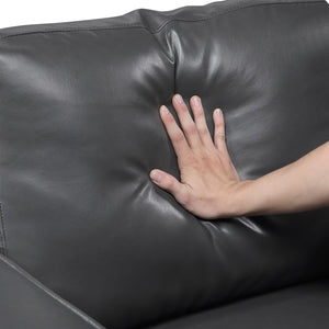 English Elm Modern Malcolm Faux Leather Loveseat with Track Arms and Welt Trim, Solid Wood Frame, Cozy Cushioning Dark Gray 45.5 L x 26 W x 21.5 H B011P395014