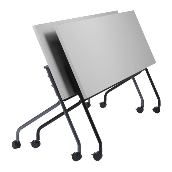 OSP Home Furnishings 6' 6 Foot Flip Top Nesting Training Table with Laminate Work Surface for Classrooms Grey Titanium 84226TG