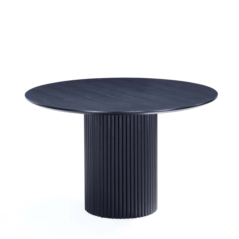 English Elm Hathaway 59" Round Dining Table - Stylish Black Wood Centerpiece With Ribbed Base For Modern Homes B365S00096