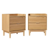 20" Solid Wood 2-Drawer Nightstand - Set of 2 Natural Pine LEEB4CNP-2PK Walker Edison