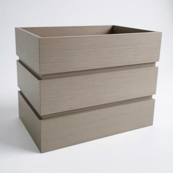 English Elm Rectanglar Terrace Tall Planter Aluminum Wood-tone Outdoor Patio Garden Pot Brown Grey B2755P462208