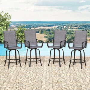 English Elm Patio Swivel Barstools Set of 2 Textilene Mesh Powder Coated Frame All Weather Seating Dark Gray T3623P437326