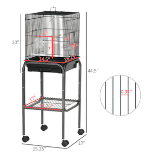 English Elm Metal Powder-coated Steel Bird Aviary Flight Cage with Rolling Stand and Swing T3971P383981