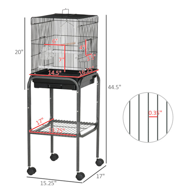English Elm Metal Powder-coated Steel Bird Aviary Flight Cage with Rolling Stand and Swing T3971P383981