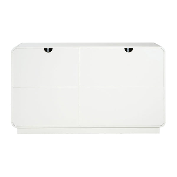 English Elm Modern White Sideboard with Soft Close Drawers and Doors for Dining or Living Rooms N779P373190W_N779P373191W