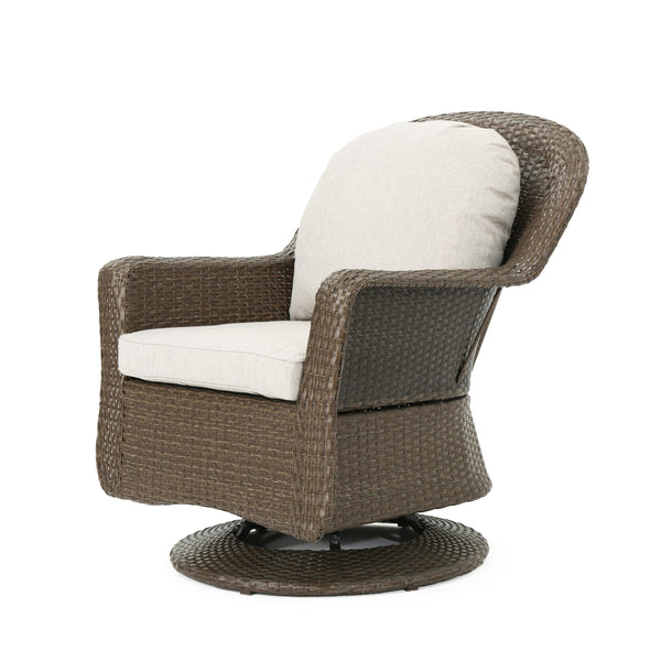 English Elm Christopher Knight Home® - Liam Swivel Club Chair Set Of 2 - Stylish Brown Rattan Outdoor Seating With Weather-Resistant Cushions 61516.00BRN