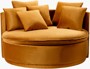Surya Drancy Modern Velvet Accent Chair - 33"H X 55"W X 47"D, Elegant Comfort & Durable Design For Any Room Upholstery, Mustard Polyester,Pine,Foam,Feather Blend Dac-001