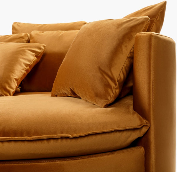 Surya Drancy Modern Velvet Accent Chair - 33"H X 55"W X 47"D, Elegant Comfort & Durable Design For Any Room Upholstery, Mustard Polyester,Pine,Foam,Feather Blend Dac-001