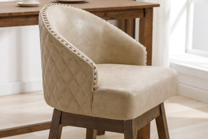 English Elm United We Win Quilted Microsuede Swivel Barstool with Wood Legs and Gold Rivet Trim Apricot W1568P361708