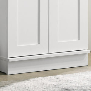 English Elm Evelina Tall White Storage Cabinet with Framed Panel Doors and Black Hardware Accents B2749P413239