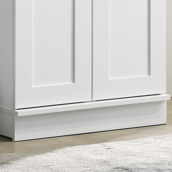 English Elm Evelina Tall White Storage Cabinet with Framed Panel Doors and Black Hardware Accents B2749P413239