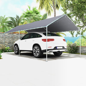 English Elm Outsunny 10x20 Foot Galvanized Steel Carport Outdoor Vehicle Canopy with Anchor Kit W2225P217044