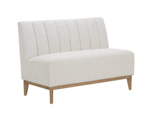 Sunpan Kosovo Banquette – Luxe Comfort with Elegant Tufting and Distinctive Wood Character for Your Space Natural / Copenhagen White