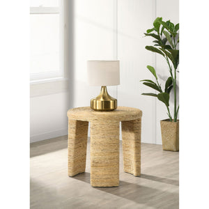 English Elm Huxton Woven Rattan Banana Leaf Round Accent Table for Coastal Living Spaces B062P440255