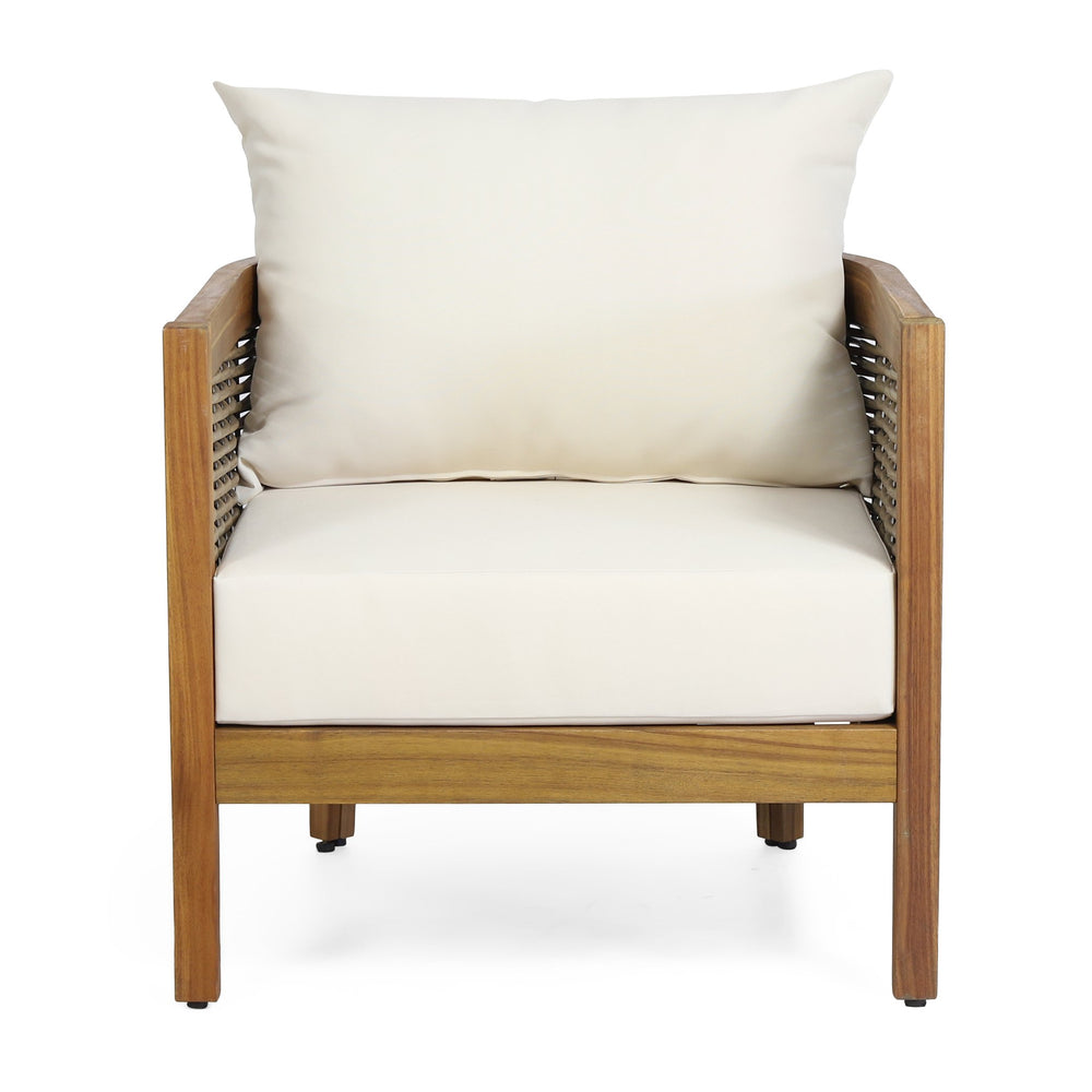 English Elm Christopher Knight Home® - Outdoor Acacia Wood Club Chairs with Teak Finish, Faux Rattan Accents & Water-Resistant Beige Cushions, Cozy Lounge Seating 70915.00