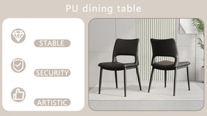 English Elm Modern Black Pu Leather Dining Chairs Set of 2 Ergonomic Metal Frame Seating W1727P251122