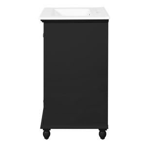English Elm 24'' French Style Bathroom Vanity with Ceramic Sink Soft Close Cabinet and Drawer Black N710P411227B