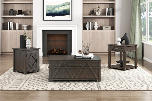 English Elm Traditional Rustic Lift-Top Cocktail Table with Hidden Storage, Pine Veneer Finish, Casters for Easy Mobility and Workspace Convenience Brown 28 L x 26.5 W x 12 H B011P387105