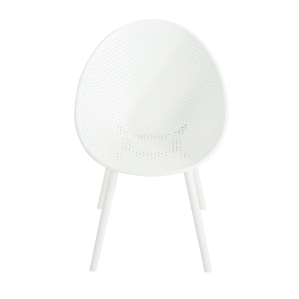 English Elm Christopher Knight Home® - Gable Janiyah Outdoor Paito 7PCS Dining Set with Ergonomic White PP Chairs and Durable Wood Table Acacia Wood,White GABLEJANI7PCDW