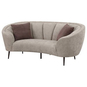 English Elm Saanich Sculptural Curved Loveseat with Boucle Pillows and Sleek Black Metal Legs B062P441137