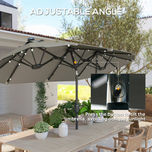 English Elm Outdoor Double Canopy Patio Umbrella with Solar Led Lights and Tilt Function T3971P427146