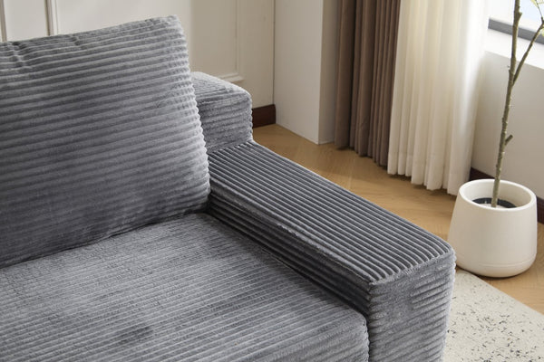 English Elm Loveseat Corduroy Bean Bag Sofa Bed with Memory Foam, Reversible Cushions, Plush Bolsters, No Assembly Required DARK GREY W3723P346938