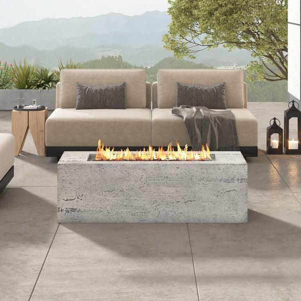 English Elm U_style Rectangular Outdoor Propane Fire Pit Mgo Set with Tank Cover Table Beige+Grey,Light Gray WY000498AAD