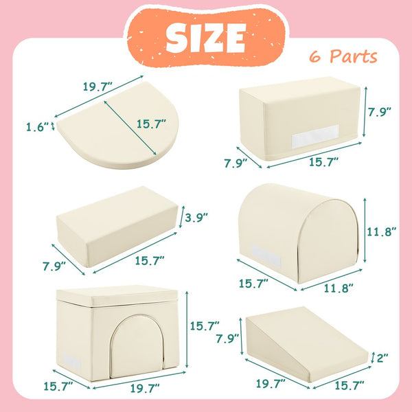 English Elm Colorful Modular Foam Play Structure 7 Piece Toddler Crawling Climbing Indoor Playset Beige N710P170359K