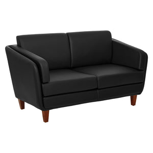 OSP Home Furnishings Loveseat Commercial Grade Faux Leather Two Seat Sofa with Cherry Wood Legs for Offices Loveseat SL59402-U65