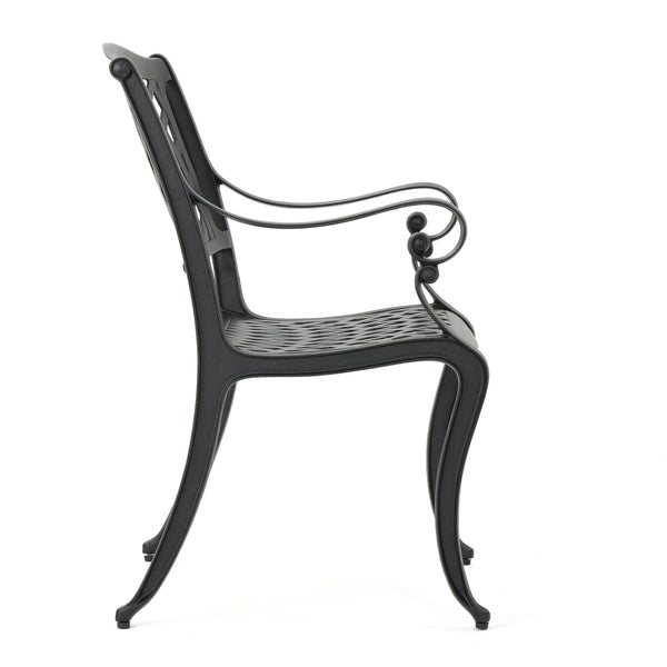 English Elm Cayman Arch Back Cast Aluminum Mesh Outdoor Dining Chairs Weather Resistant Set 54587.00SAD