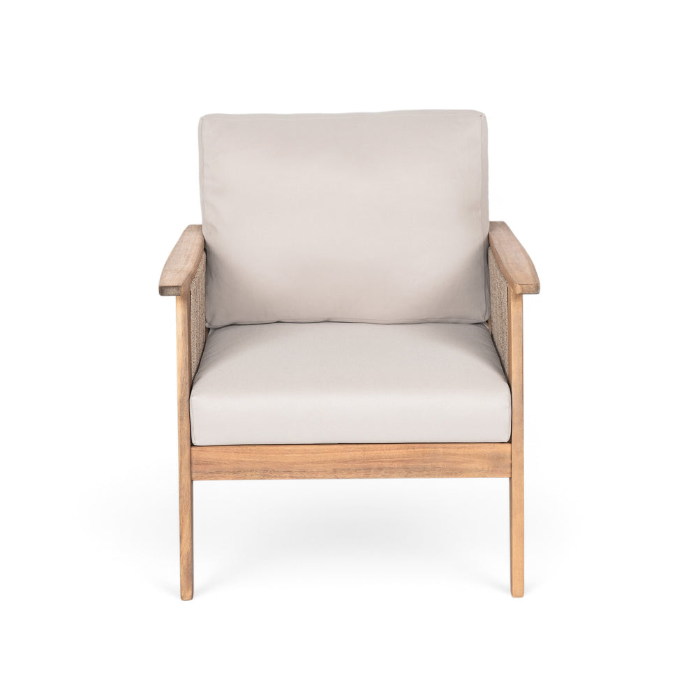 English Elm Outdoor Acacia Hardwood Patio Chair Handwoven Rope Weave with Weather Ready Cushions N757P238680B