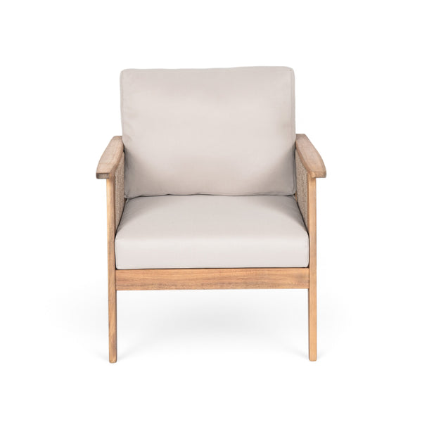 English Elm Outdoor Acacia Hardwood Patio Chair Handwoven Rope Weave with Weather Ready Cushions N757P238680B