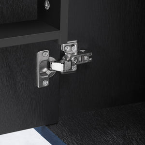 English Elm K&K Farmhouse Kitchen Island with 3D Wave Stripes Ash Veneer, Drop Leaf, Rolling Cart Storage Navy Blue N707P207915E