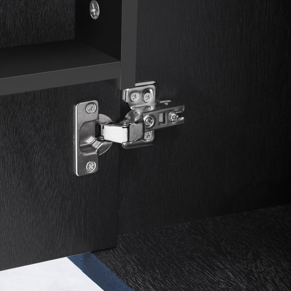 English Elm K&K Farmhouse Kitchen Island with 3D Wave Stripes Ash Veneer, Drop Leaf, Rolling Cart Storage Navy Blue N707P207915E