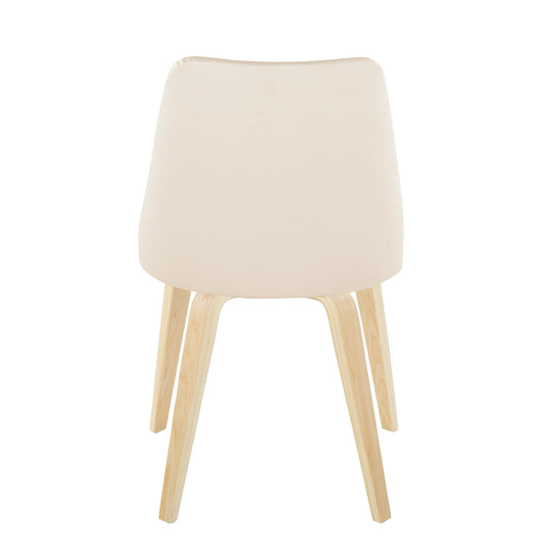 English Elm Giovanni Mid-Century Modern Accent Chairs Set Of 2 – Cream Faux Leather & Durable Bent Wood Legs B202S01248