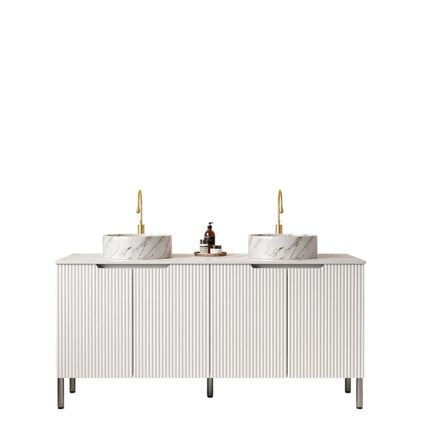 English Elm Turio 60" Freestanding Bathroom Vanity With Double Sinks, Carrara Countertop & Ample Storage Space W2615S00475-GIGA