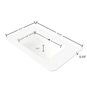 English Elm 36" Ceramic Undermount Bathroom Sink Glossy White Basin with Overflow Protection W2615P254163