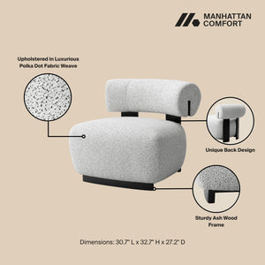 English Elm Bartow Kiln-Dried Ash Lounge Chair Ivory Multi — Armless Polka Dot Upholstered, Commercial Grade Comfort B365P398007