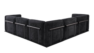 English Elm 102 Inch Linen Modular Sectional Sofa with Hidden Storage and Cloud Cushion Comfort Black W1099S00194