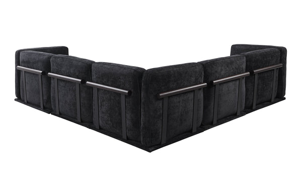 English Elm 102 Inch Linen Modular Sectional Sofa with Hidden Storage and Cloud Cushion Comfort Black W1099S00194