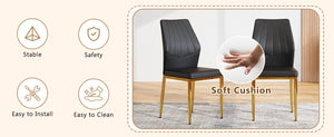 English Elm Set of 6 Pu Leather Dining Chairs with Gold Metal Legs for Glam Modern Rooms W1151P359615