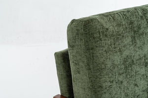 English Elm Mid-Century Solid Wood Accent Chair with Chenille Upholstery, Ergonomic Waist Support, Sturdy 300lb Capacity Green T3903P372383