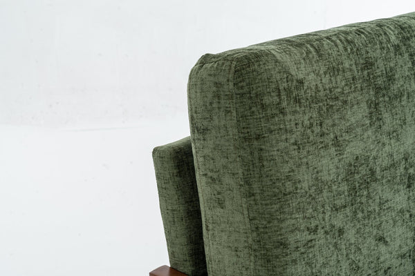 English Elm Mid-Century Solid Wood Accent Chair with Chenille Upholstery, Ergonomic Waist Support, Sturdy 300lb Capacity Green T3903P372383