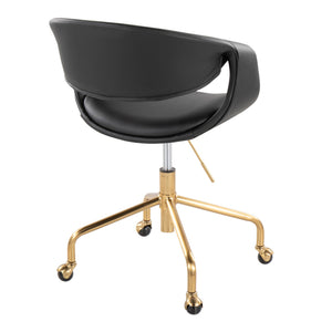 English Elm Task Chair with Chrome Five Star Base Grey Fabric Seat for Modern Home Office Use Black,Gold B202P474185