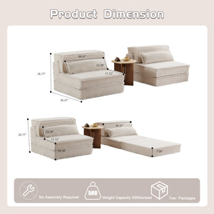 English Elm Compression Modular Floor Sofa Bed - Versatile Diy 2-Seater With Soft Fleece, No Assembly Required! W3723S00047