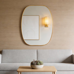 English Elm 30x40 Oval Wall Mirror Slim Metal Frame Distortion Free Glass Bathroom Entryway Accent Gold W2203P476482